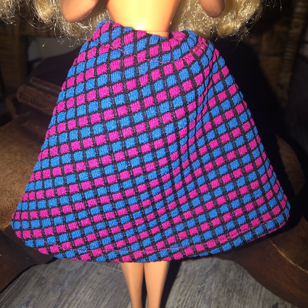 Hand Crafted Barbie Blue & Red Pattern Skirt/ circa 1970’s